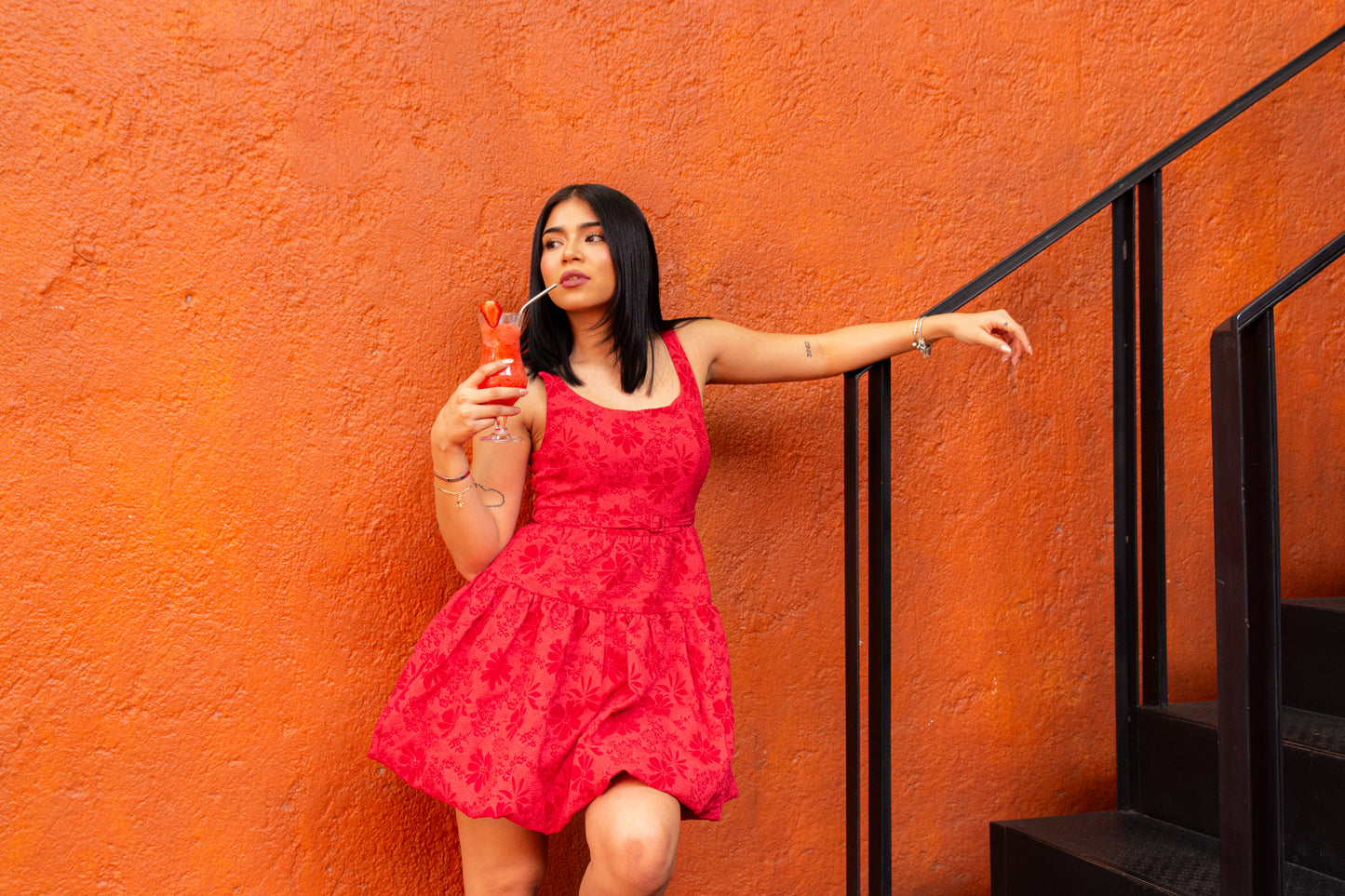 Vestido rojo globeado